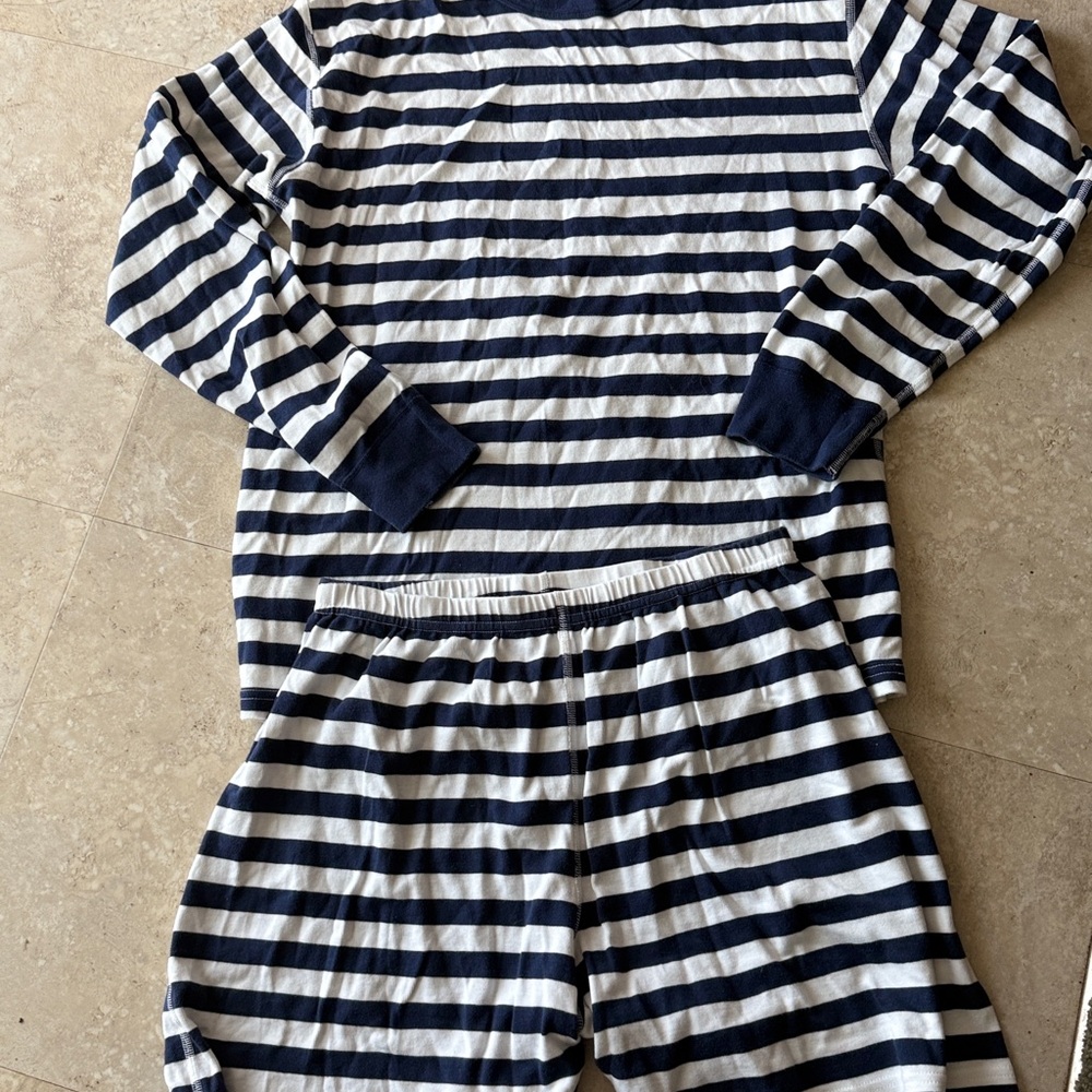 Hanna Andersson Striped Navy and White Pajama Set